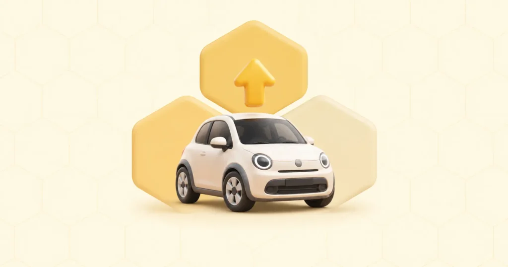 Why did my car insurance go up: car with an upward arrow